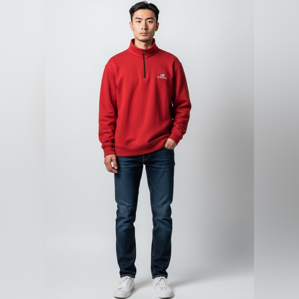 Ralph Lauren Polo Vintage 90s Red Half-Zip Pullover Sweatshirt